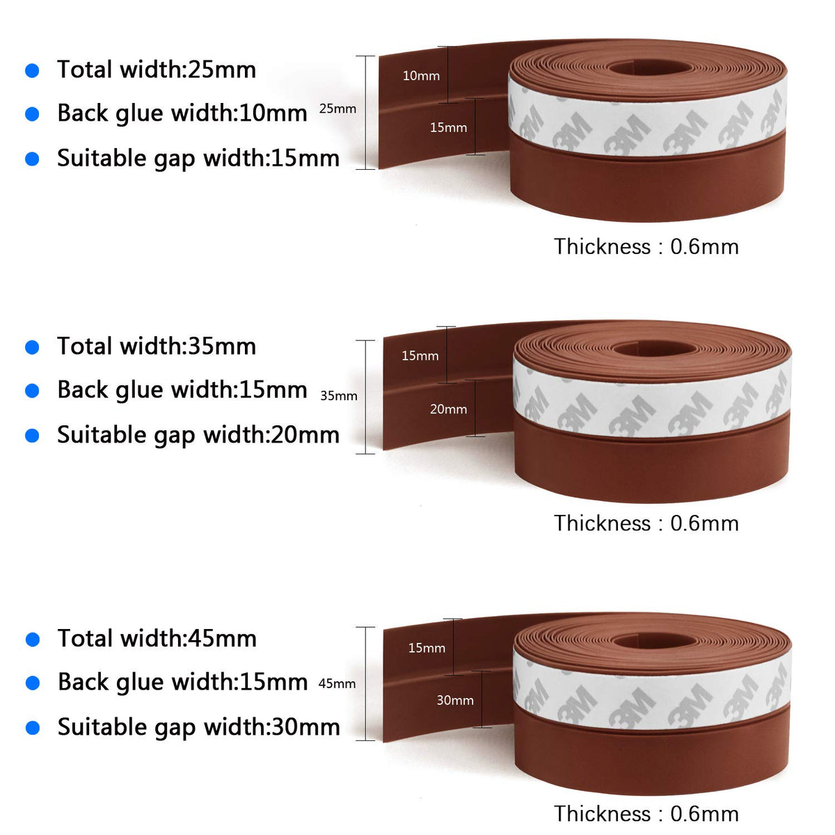 TAROSE Weather Stripping Door Seal, 33 Feet Long Transparent (Width 25mm) Lucent 25 mm, 33ft