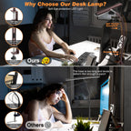 Airlonv LED Desk Lamp with Clamp, 17" Stepless Dimming Light, Black Standard