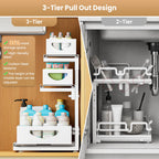 Under Sink Organizer for Kitchen and Bathroom Cabinets Pull Out Storage White 2 Pack 2Tier
