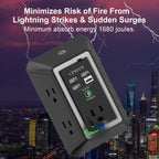 Wall Charger, Surge Protector, QINLIANF 5 Outlet Extender with 4 USB Ports Black 3U1C