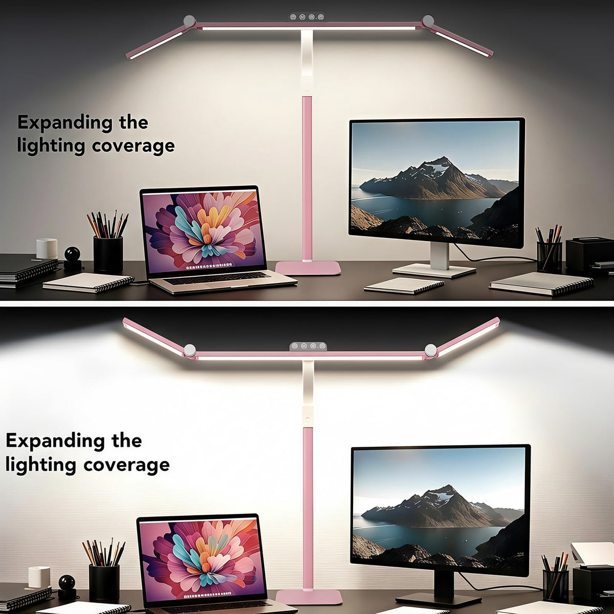 LED Desk Lamp for Home Office with Base, 28.2" Adjustable Gooseneck Swing Arm Ultra Bright Desk Light, Dimmable Architect Table lamp for Desktop Computer Light, Reading, Study, Workbench Black