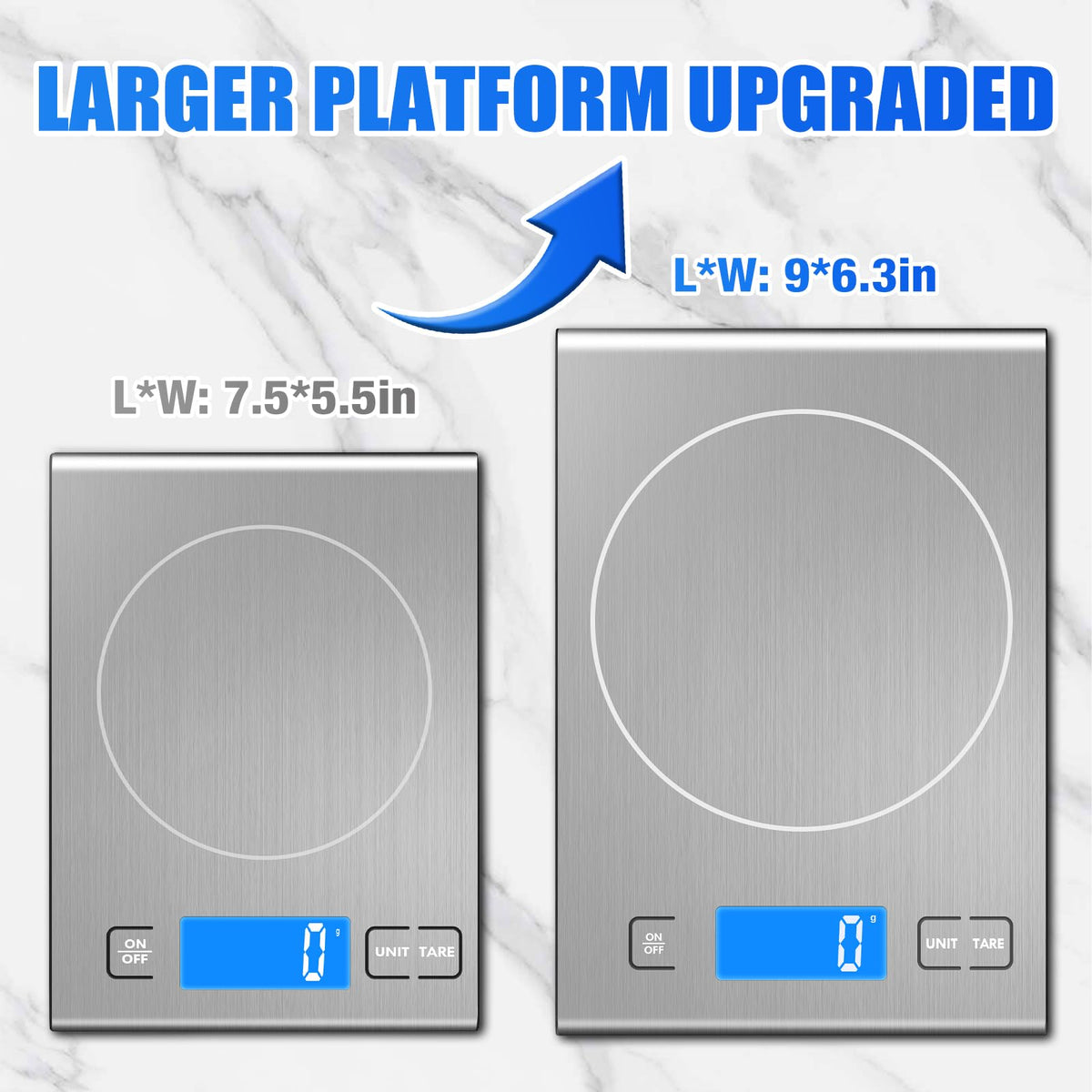 33lb Rechargeable Food Scale, Diyife 304 Stainless Steel Kitchen Scale Silver Medium