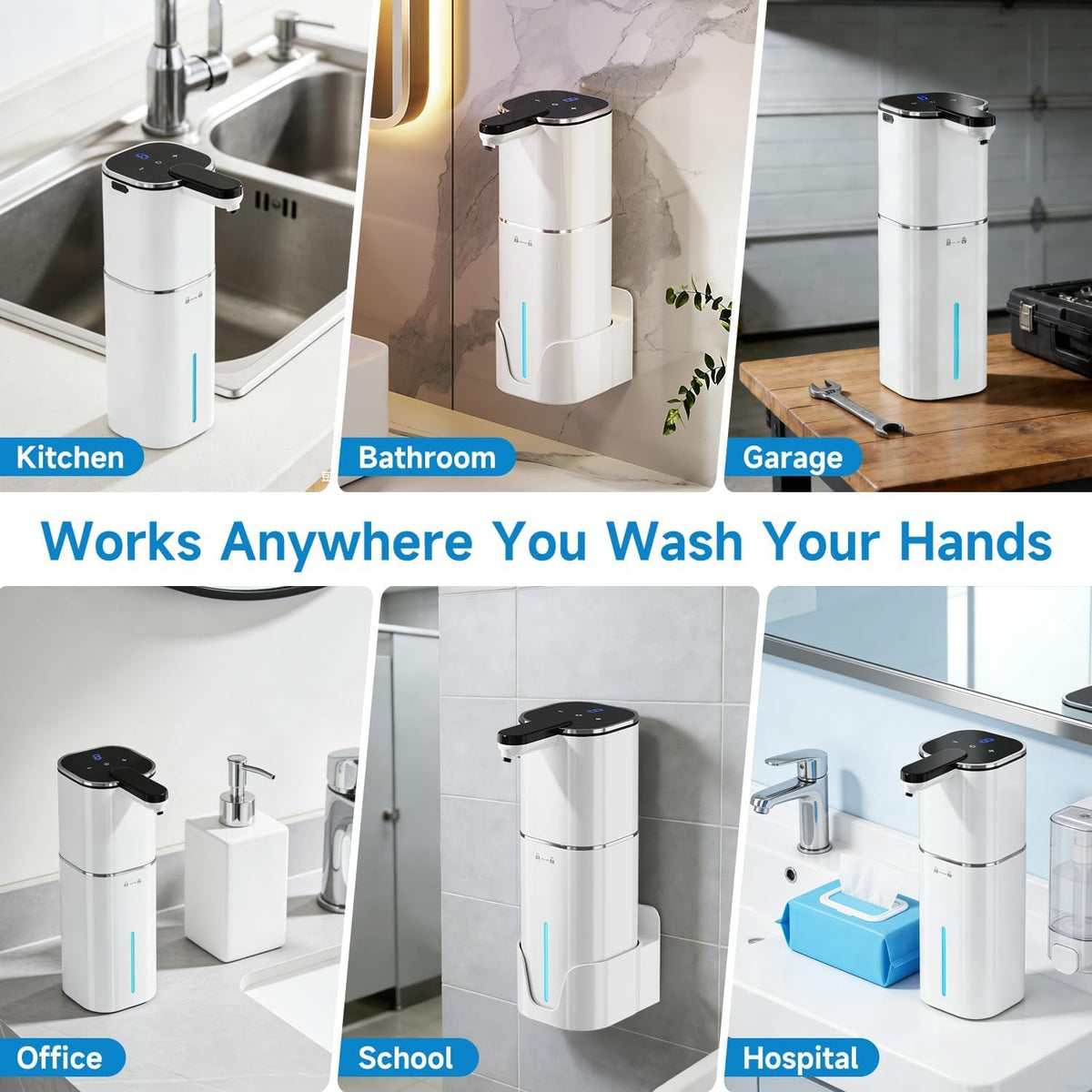 Automatic Liquid Soap Dispenser Touchless, Hands Free for Bathroom Kitchen White