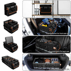Car Trunk Organizer and Storage with Lid & Removable Leakproof Cooler Bag, Car Accessories 6 Removable Dividers for Custom Space, Collapsible Large Trunk Organizers Interior for SUV Sendan with Cover Black