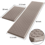 Kitchen Mat 2 PCS Cushioned Anti-Fatigue Floor Mat Standing Mat for Kitchen Stylish Grey 17.3"x29"+17.3"x47"