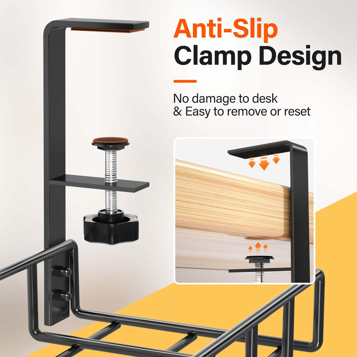 Under Desk Cable Management Tray and Metal Wire Organizer Rack for Standup Desks