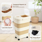 ZOMISIA 40-50lbs Collapsible Dog Food Storage Container with Wheels, Khaki