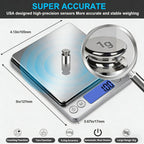 Small Digital Gram Scale 1000g by 0.01g, MEIYA High Accuracy Scale for Food Ounces and Grams, Upgrade USB Charging Kitchen Scale Digital Weight for Cooking, Baking, with Tare Function, 9 Units, 2 Tray Black