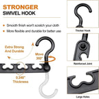 10 Pack Max Space Saving Hangers 360° Swivel Hooks Saving Closet Organizer