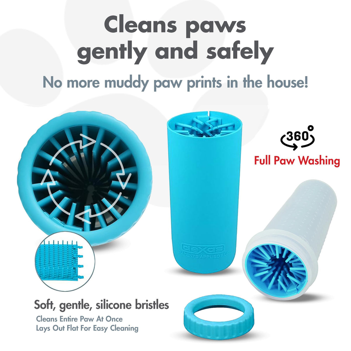 Dexas MudBuster Large Dog Paw Cleaner, Blue, Fits 2.5"-3.5" Wide Paws,...