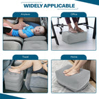 Inflatable Travel Foot Rest Pillow, Adjustable 3 Layers Height Leg Rest Pillow, Crushion Essentials for Airplane,Train, Cars, Office and Home (Gray)