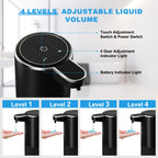 RYTOXILO Automatic Soap Dispenser, 2 Pack Black Touchless Liquid Soap Dispenser for Bathroom, 13.5 Fl Oz Plastic Electric Auto Dish Soap Dispensers Wall Mount for Kitchen with Adjustable Volume Liquid-2 Pack