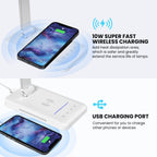 LED Desk Lamp with Wireless Charger, USB Charging Port, Eye Care Black PRO
