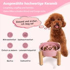 Elevated Slow Feeder Dog Bowl, 6.7" Ceramic Maze Dog Bowl with Stand White 1.5 Cups