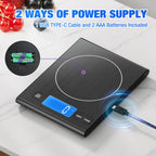 33lb Rechargeable Food Scale, Diyife 304 Stainless Steel Kitchen Scale Silver Medium