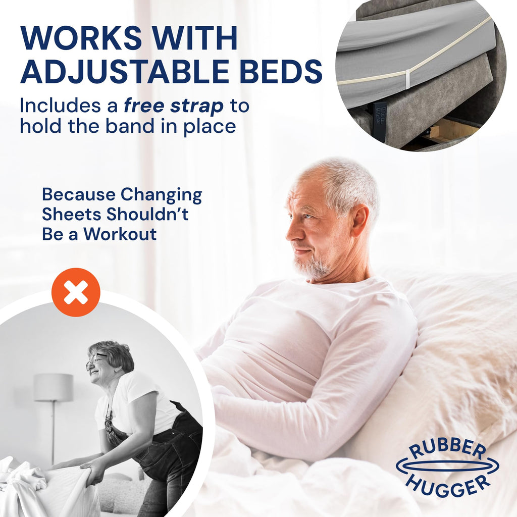 RUBBER HUGGER Elastic Fitted Sheet Straps - King 76x80, Anti-Slip