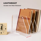Acrylic Magazine File Holder, 4 Vertical Compartments Desk Document Sorter Organizer, Clear Folder Rack Binder for Office/Home/Classroom, for Documents, Tablet, Magazines, Books & Accessories B5, 4 Sections