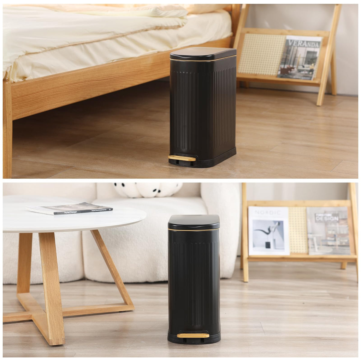 SYNCVIBE Slim Bathroom Trash Can with Soft Close Lid, 3.5 Gal, Matt White 3.5 Gallons
