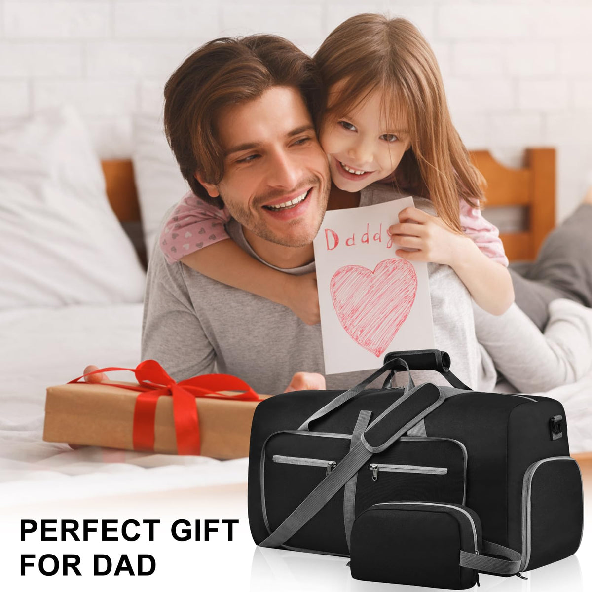 Felipe Varela Foldable Duffle Bag for Travel Weekend Overnight Gym Camping A Black 40L