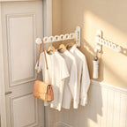 Wall Mounted Clothes Hanger Rack Foldable for Laundry Drying Rack Black Long 2P