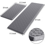 Kitchen Mat 2 PCS Cushioned Anti-Fatigue Floor Mat Standing Mat for Kitchen Stylish Grey 17.3"x29"+17.3"x47"
