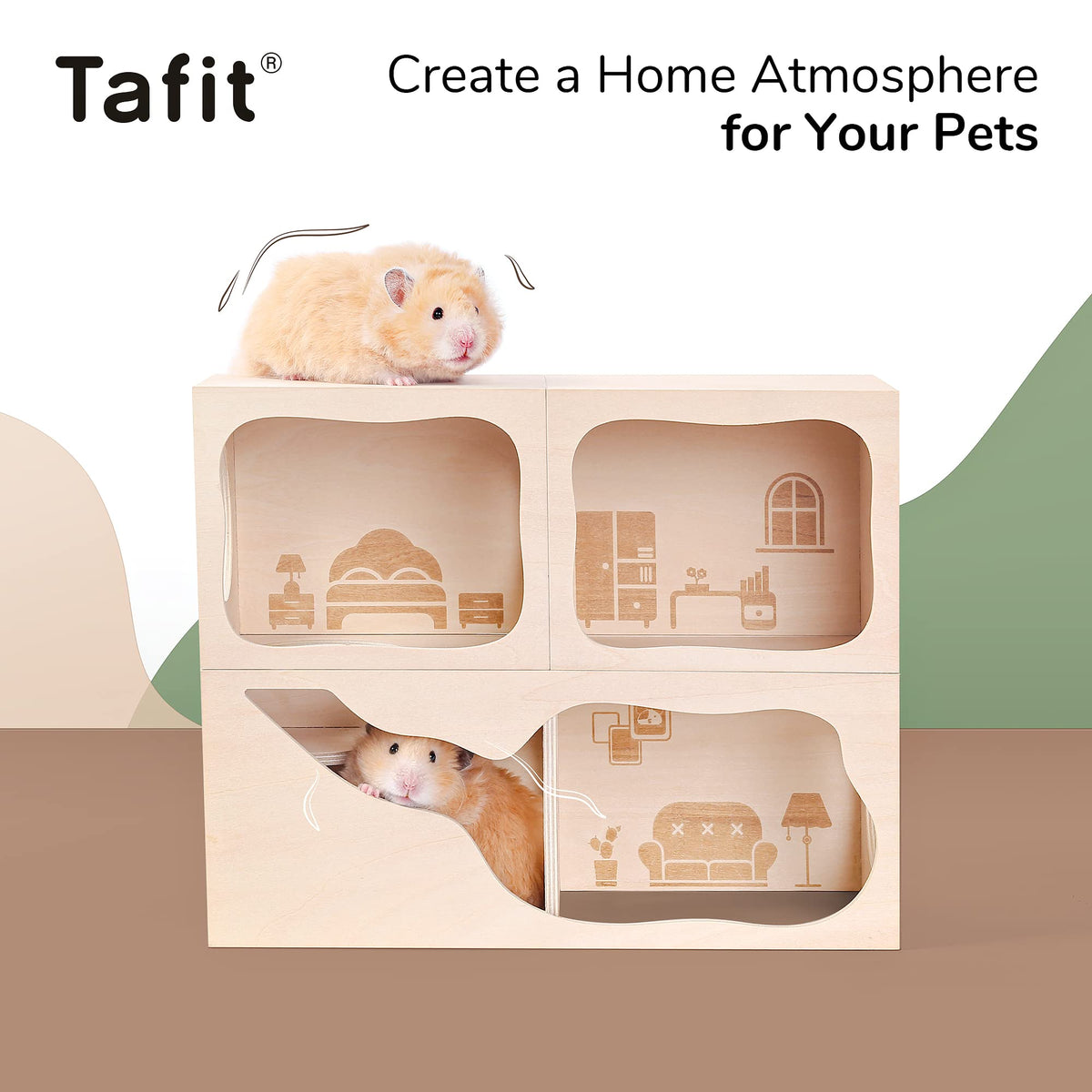 Wooden Hamster Hideout House, Small‑Pet Habitat Tunnel, Bedroom
