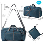Felipe Varela Foldable Duffle Bag for Travel Weekend Overnight Gym Camping A Black 40L