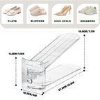 FENRUNXU Shoe Slots Organizer for Closet, Shoe Stacker Organizer Double Layer Stack Shoe Rack, Shoe Display Shelf 50% Space Saver Storage Holder for Closet, 12PACK Gold 12 Pack