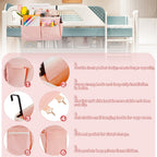 Bedside Caddy Organizer 5 Pockets and 4 Hooks for Bunk Bed Black