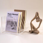 Acrylic Magazine File Holder, 4 Vertical Compartments Desk Document Sorter Organizer, Clear Folder Rack Binder for Office/Home/Classroom, for Documents, Tablet, Magazines, Books & Accessories B5, 4 Sections