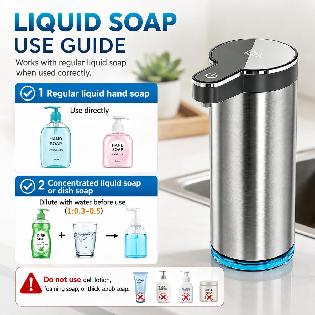 Automatic Foaming Soap Dispenser(IPX5 Waterproof, 12oz/350ml St-01 Foam Gray