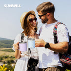 SUNWILL Insulated Coffee Mug, Stainless Steel 14 oz, Splash-Proof Lid Powder Coated Navy Blue 14 Ounces