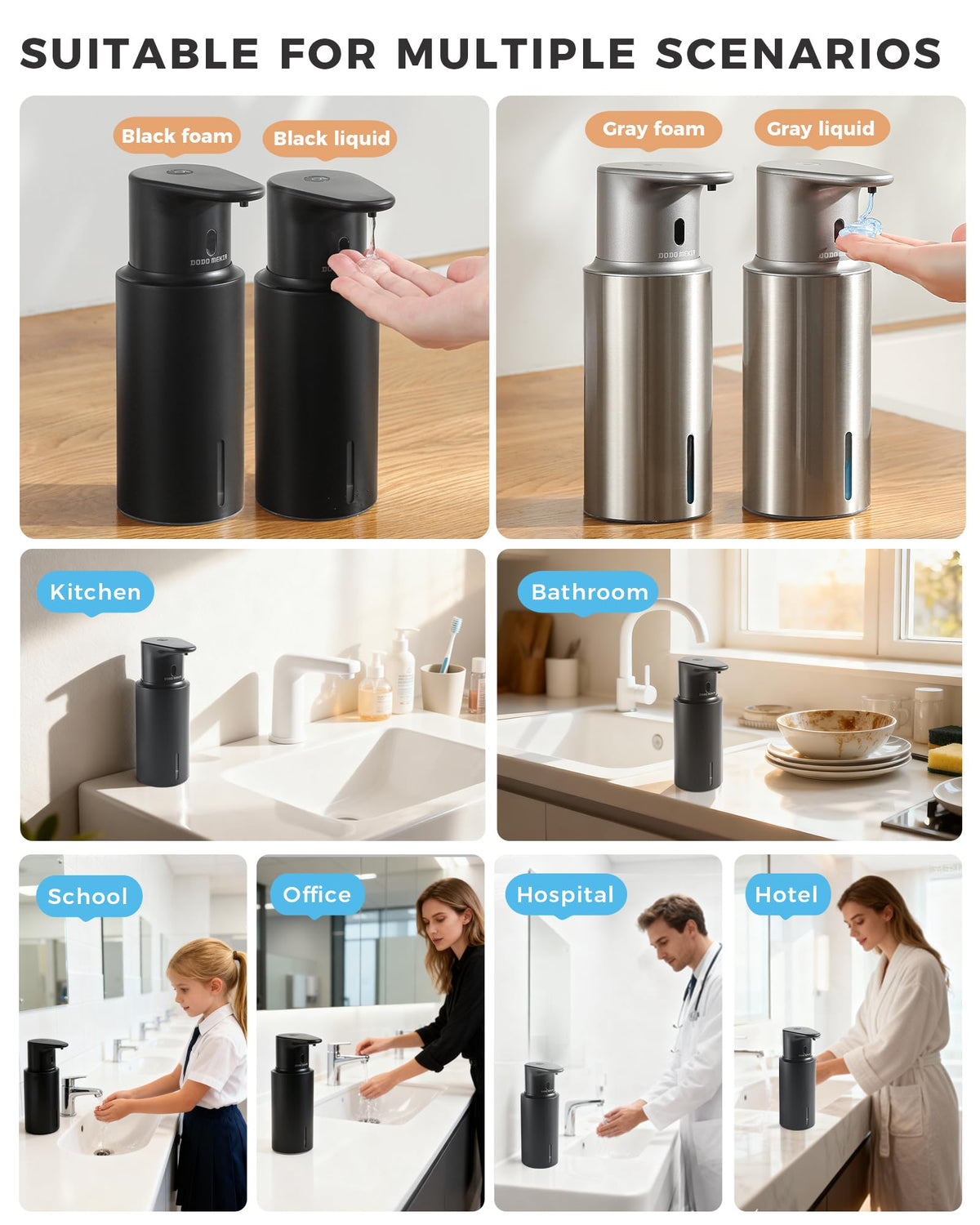 Automatic Liquid Soap Dispenser, Touchless, Rechargeable Stainless Steel