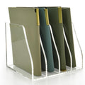 Acrylic Magazine File Holder, 4 Vertical Compartments Desk Document Sorter Organizer, Clear Folder Rack Binder for Office/Home/Classroom, for Documents, Tablet, Magazines, Books & Accessories B5, 4 Sections