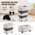 ZOMISIA 40-50lbs Collapsible Dog Food Storage Container with Wheels, Khaki