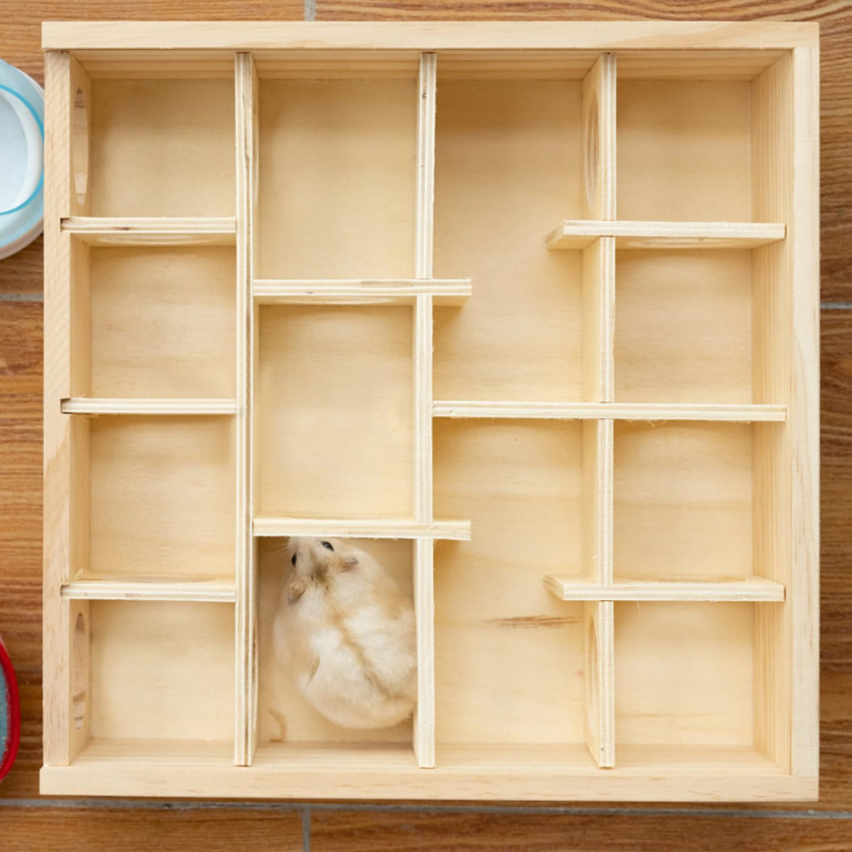 Hypeety Hamster Toys Wooden Maze Tunnel Toy with Plastic Cover for Hamster