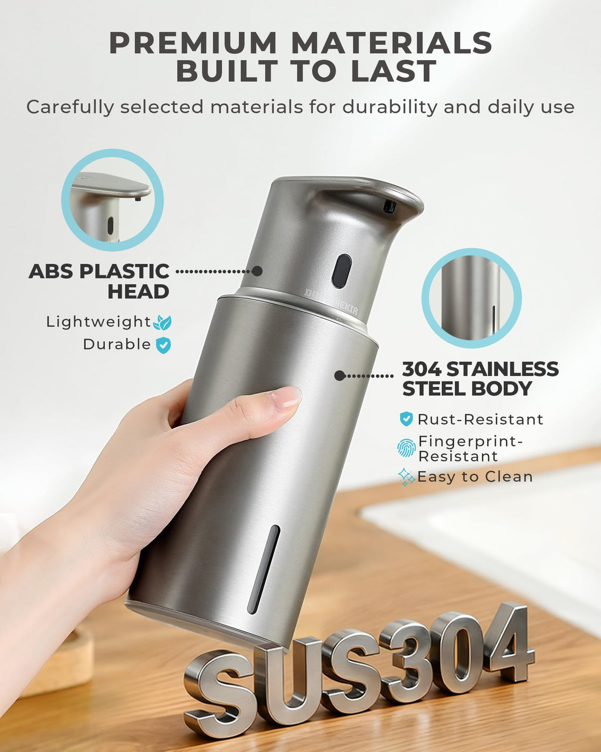 Automatic Liquid Soap Dispenser, Touchless, Rechargeable Stainless Steel