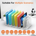 File Organizer For Desk, 7 Section Metal Desktop File Sorter, Black