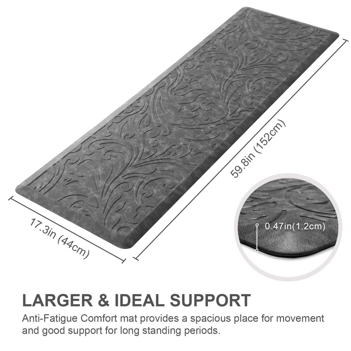 Kitchen Mat Cushioned Anti-Fatigue Comfort Standing Mat Rug for Home,Office Black 1'5" x 2'4" (Rectangular)