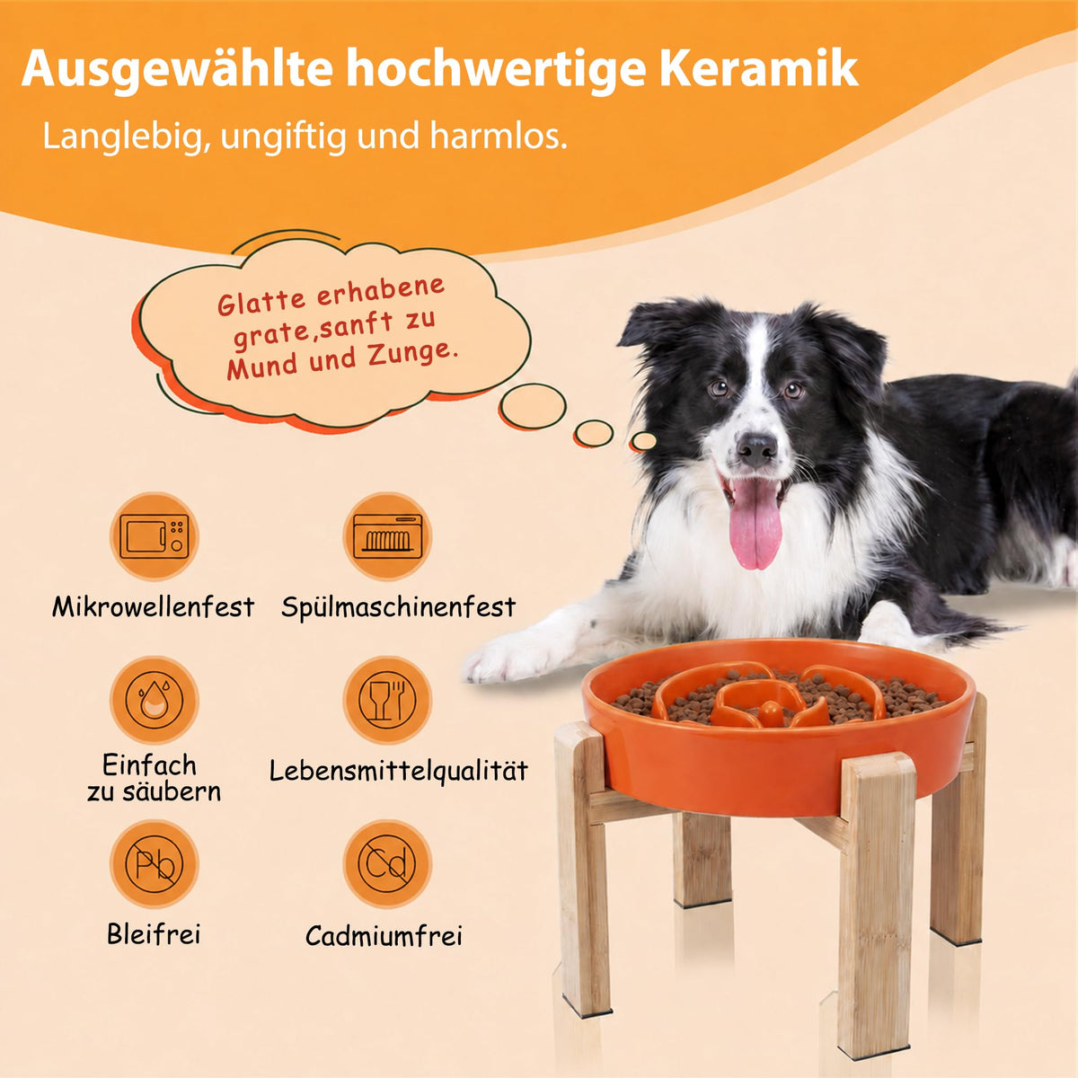 Elevated Slow Feeder Dog Bowl, 6.7" Ceramic Maze Dog Bowl with Stand White 1.5 Cups