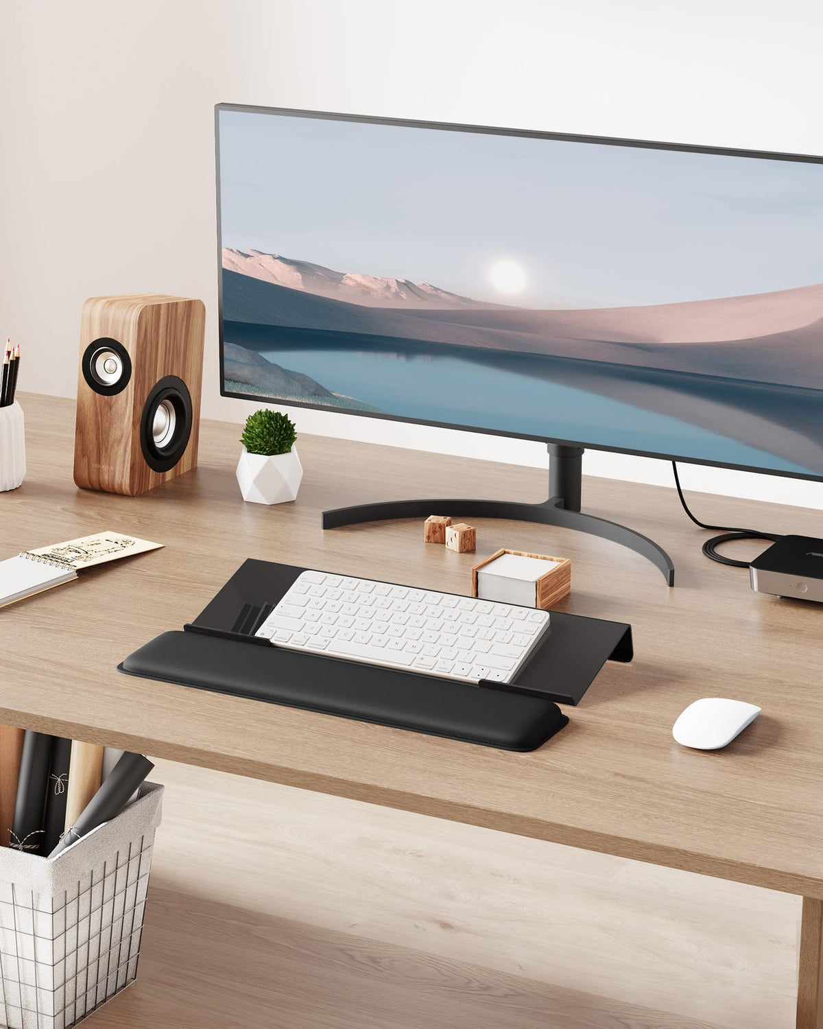 Laborio Computer Keyboard Wrist Rest, Keyboard Riser Stand for Desktop Purple Keyboard Stand With Wrist Rest