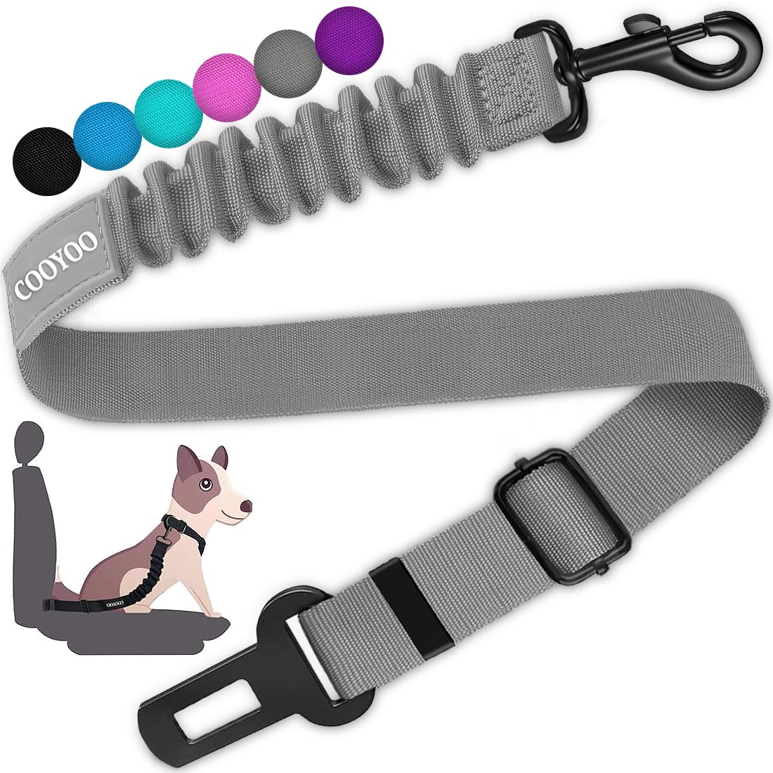 COOYOO Dog Seat Belt,3 Piece Set Retractable Car Harness Adjustable for...