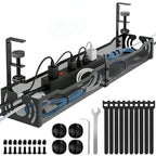 Cable Management, 25.3'' Under Desk Cable Management Tray No Drill 25.3 inch Black