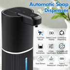 Automatic Soap Dispenser, Foaming Soap Dispenser Touchless with Continuous Dispensing, 4-Level Adjustable, Rechargeable Hand Soap Dispensers, Wall Mounted or Countertop for Bathroom & Kitchen Gold