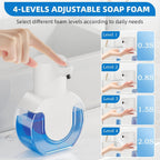 Automatic Soap Dispenser Touchless,Rechargeable Foaming Soap Dispenser,15oz/420ml Smart Hand Soap Dispensers,4-Level Adjustable,Wall Mount for Bathroom Kitchen Dish Soap,Hands-Free (Black) Black Foam