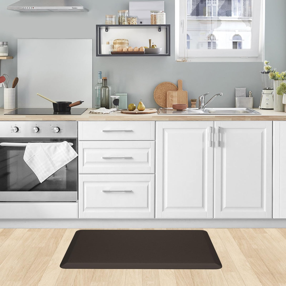 Kitchen Mat Cushioned Anti Fatigue Rug Standing and Comfort Floor Mats Chocolate 39"L x 17.3"W x 0.5"Th