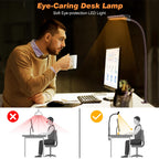 Airlonv LED Desk Lamp with Clamp, 17" Stepless Dimming Light, Black Standard