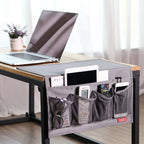 Zafit Bedside Storage Organizer - 6 Pockets, Table Cabinet Caddy for Remotes, Phone, Glasses (Grey) 6 Pockets-Grey