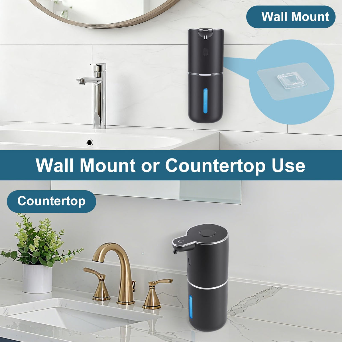 Automatic Soap Dispenser, Hand Soap Dispenser 12.8oz/380ml Smart Rechargeable, Liquid Touchless Soap Dispensers with 6-Level, Wall Mounted or Countertop Dish Soap Dispensing for Bathroom & Kitchen Black