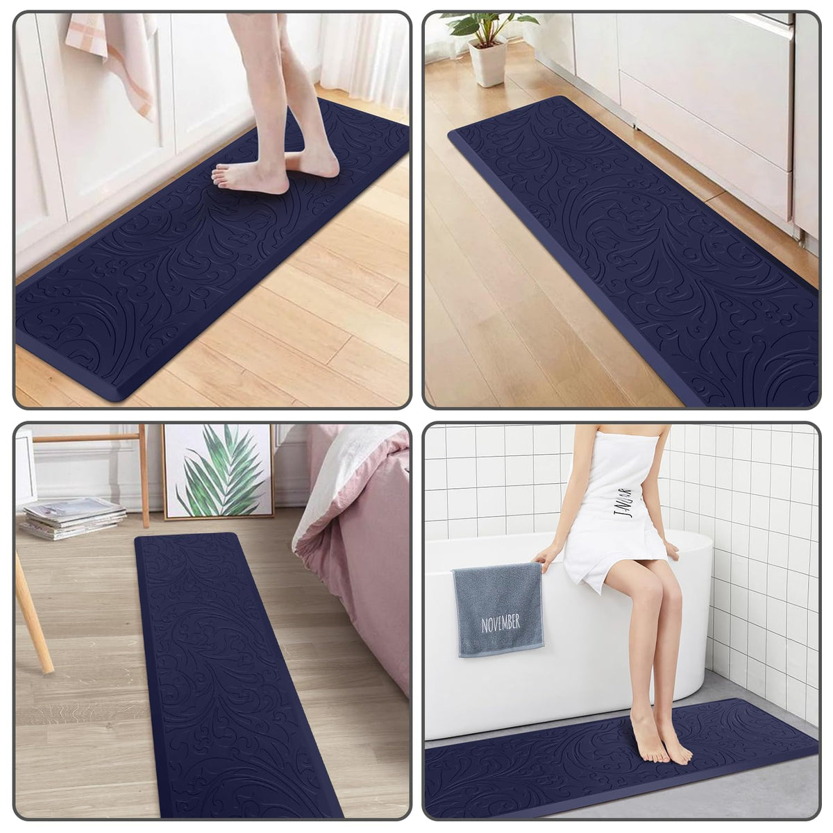 Kitchen Mat Cushioned Anti-Fatigue Comfort Standing Mat Rug for Home,Office Black 1'5" x 2'4" (Rectangular)